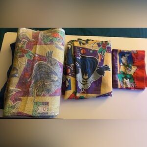 Vintage  1995 Batman Animated Two Face Joker Riddler DC Comics Bed Set 3 Pc